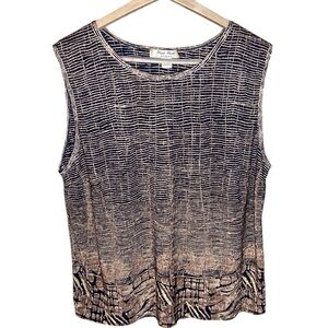 Pleat Pleat | Vintage Plisse Sleeveless Animal Print Crinkle Top 1X